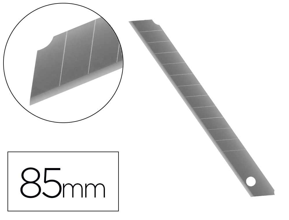 Q-CONNECT - REPUESTO CUTER ESTRECHO METALICO 0,5X9 MM BLISTER DE 10 CUCHILLAS (Ref.KF14757)