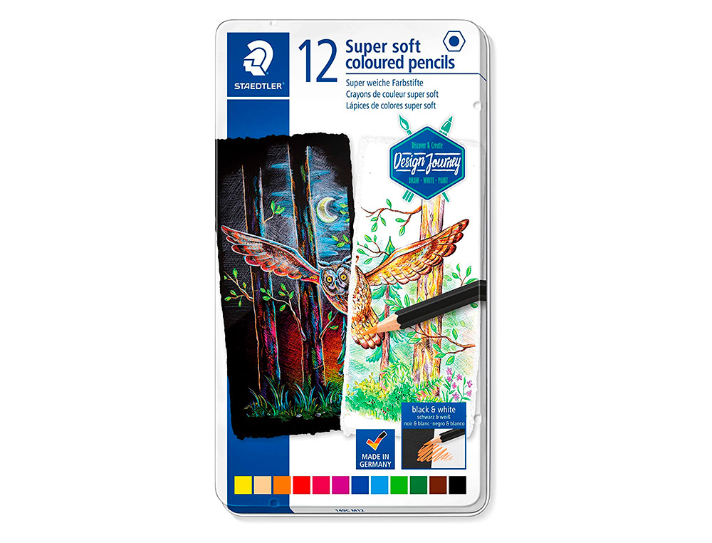 STAEDTLER - LAPICES de COLORES DESIGN JOURNEY SUPER SOFT 149 estuche METAL de 12 (Ref.149C M12)