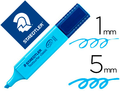STAEDTLER - Marcador fluorescente Textsurfer Classic Trazo 1-5 Punta biselada Azul (Ref.364-3)