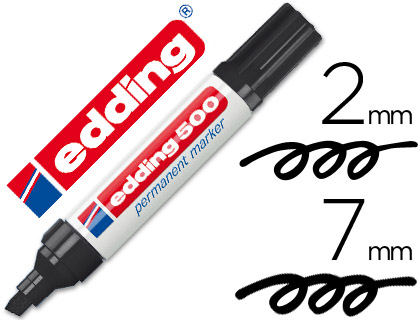 EDDING - 500 MARCADOR PERMANENTE PUNTA BISELADA TRAZO 2-7 MM NEGRO (Ref.500-01)