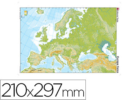 MAPA MUDO COLOR DIN A4 EUROPA -FISICO 