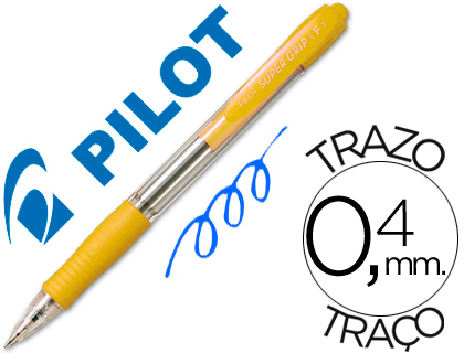 PILOT - Boligrafo SUPER GRIP AMARILLO -RETRACTIL -SUJECION DE CAUCHO -TINTA BASE DE ACEITE (Ref.BPGP-10-M-AM)