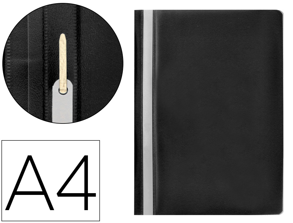 Q-CONNECT - CARPETA DOSSIER FASTENER PLASTICO DIN A4 NEGRA (Ref.KF01453)
