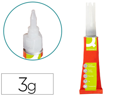 Q-CONNECT - Pegamento adhesivo instantaneo fuerte 3gr unidad (Ref. KF11242)
