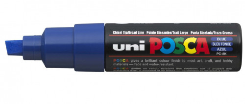 UNI-BALL - Marcador permanente PC-8K Uni Posca Trazo 8mm P.Biselada Tinta azul base de agua (Ref.148866000)