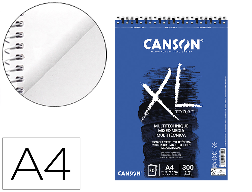 CANSON - Album XL MIX MEDIA 30 HOJAS PAPEL 300G. FORMATO A4 (Ref.200807215)