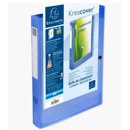 EXACOMPTA - Carpeta de proyectos Krea Cover lomo 40mm Azul Polipropileno A4 Personalizable (Ref.59982E)