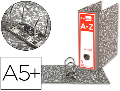 LIDERPAPEL - ARCHIVADOR DE PALANCA CUARTO CLASSIC RED Cartón ENTRECOLADO SIN RADO LOMO 80MM GRIS COMPRESOR METALIC (Ref.AZ11)