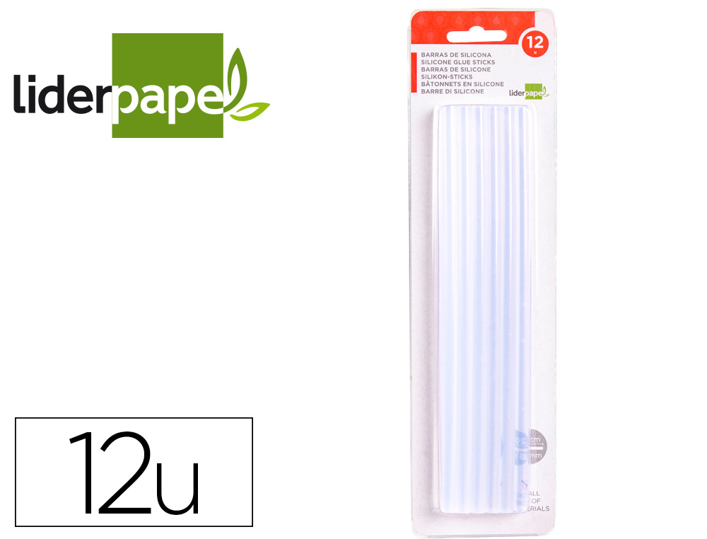 LIDERPAPEL - Barra termofusible 7 mm de diametro x 200 mm de alto blister de 12 unidades (Ref. PG09)