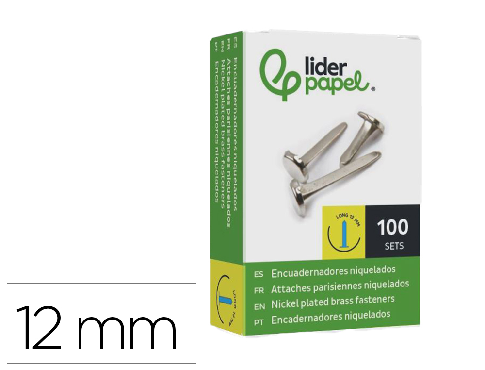 LIDERPAPEL - ENCUADERNADORES N.0 12 MM-CAJA DE 100 (Ref.FS09)