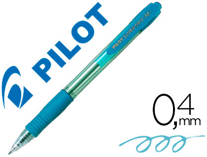 PILOT - Boligrafo SUPER GRIP CELESTE -RETRACTIL -SUJECION DE CAUCHO -TINTA BASE DE ACEITE (Ref.BPGP-10-M-C)