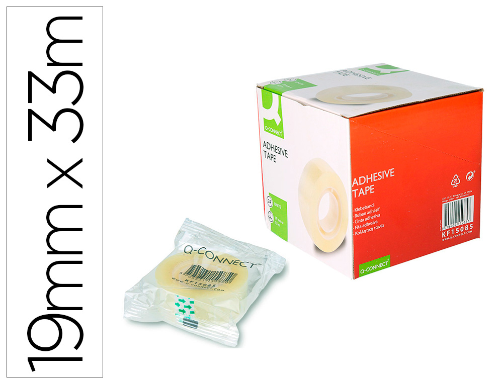 Q-CONNECT - CINTA ADHESIVA 33 MT X 19 MM ENCELOFANADA (Ref.KF15085)