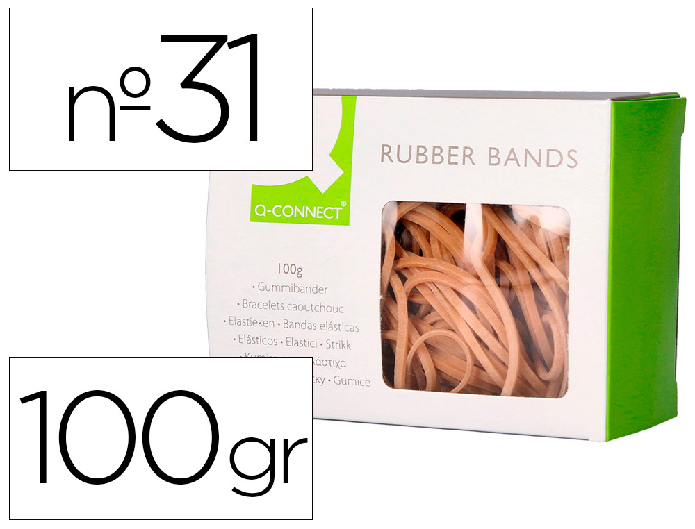 Q-CONNECT - Gomillas elasticas 100 gr 60x3 mm numero 31 (Ref. KF10589)