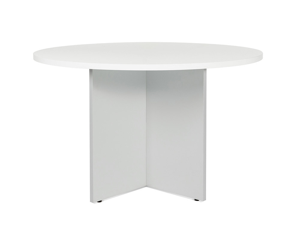ROCADA - MESA DE REUNION MEETING ESTRUCTURA MADERA GRIS ALUMINIO EN ASPAS TABLERO MADERA BLANCO 120 CM (Ref.3006AB04)