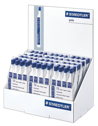 STAEDTLER - MINAS GRAFITO 0,5 MM HB POLO 257 -EXPOSITOR DE 144 ESTUCHES (Ref.257CA12)