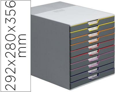 DURABLE - FICHERO CAJONES DE SOBREMESA VARICOLOR APILABLES 10 CAJONES PLASTICO 292X280X356 MM (Ref.7610-27)