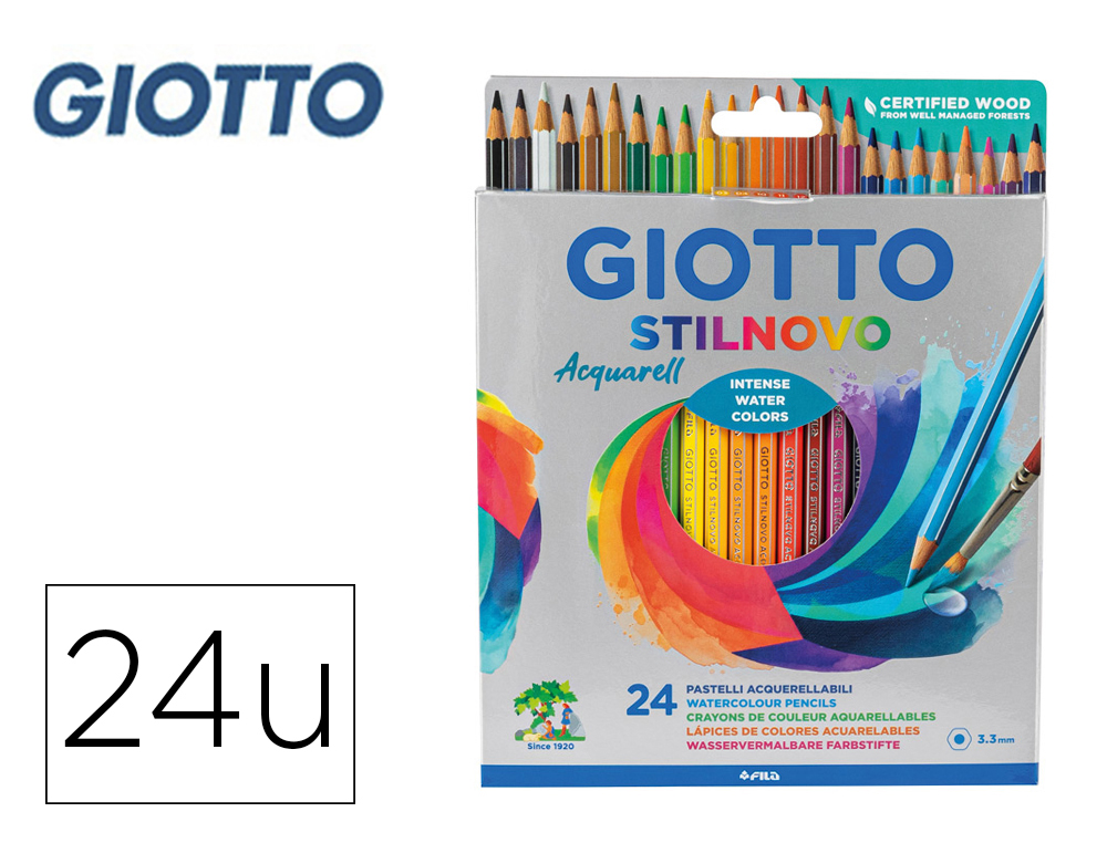 GIOTTO - LAPICES DE COLORES STILNOVO ACUARELABLES CAJA DE 24 COLORES (Ref.255800)