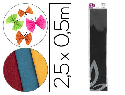 LIDERPAPEL - PAPEL CRESPON 50 CM X 2.5M 34G/M2 NEGRO (Ref.CP17)