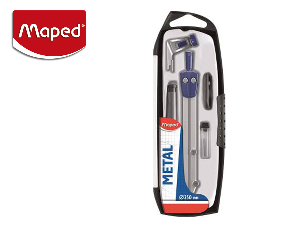 MAPED - Compas Estuche 5 piezas Abrazadera universal Portaminas Afilaminas (Ref.197513)