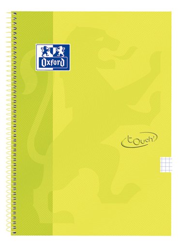 OXFORD - Cuaderno espiral tapa extradura folio 80 h cuadricula 4 mm lima touch (Ref. 400075610)