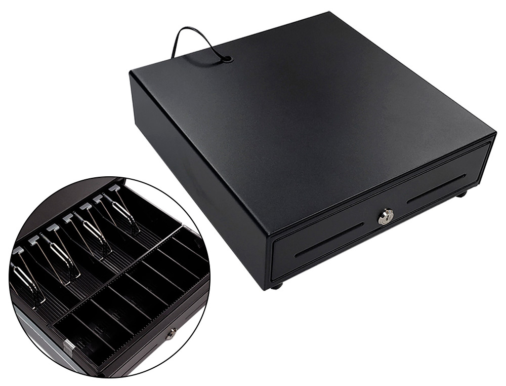 SEYPOS - Cajon portamonedas 8 monederos 5 billeteros apertura electrica negro 330x335x105 mm (Ref. HS330A)