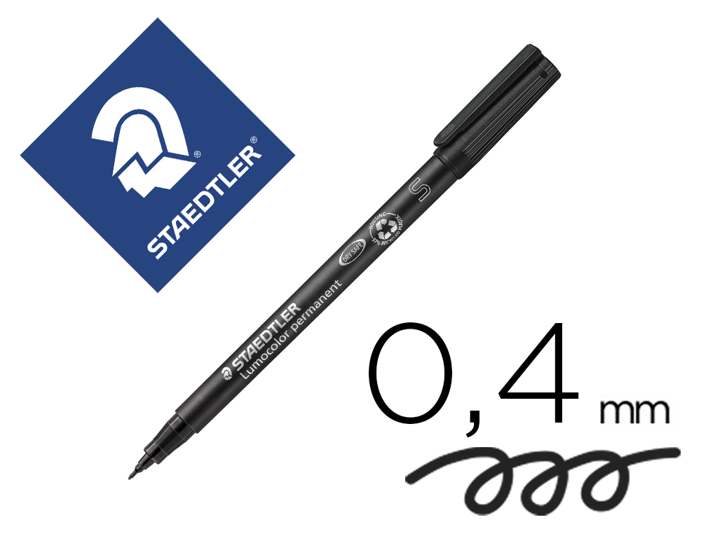 STAEDTLER - Rotulador PERMANENTE RETROPROYECCION PUNTA SUPER FINA 0.4 MM NEGRO (Ref.313-9)