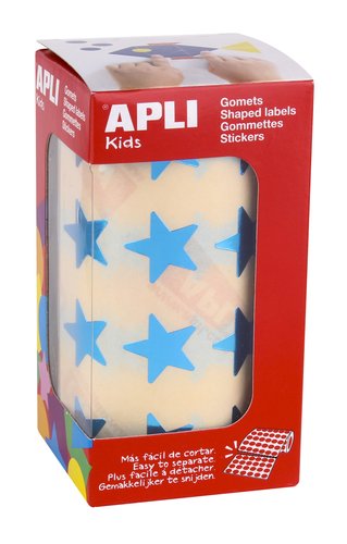 APLI - Gomets autoadhesivo estrella holografico azul metalizado rollo con 1416 unidades (Ref. 12052)