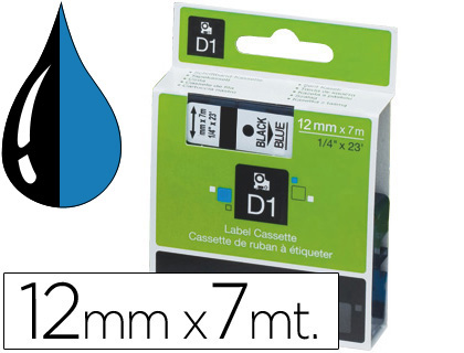DYMO - Cintas D1 Rotulacion 12mmX7m Negro/azul Adhesivo permanente (Ref.S0720560)