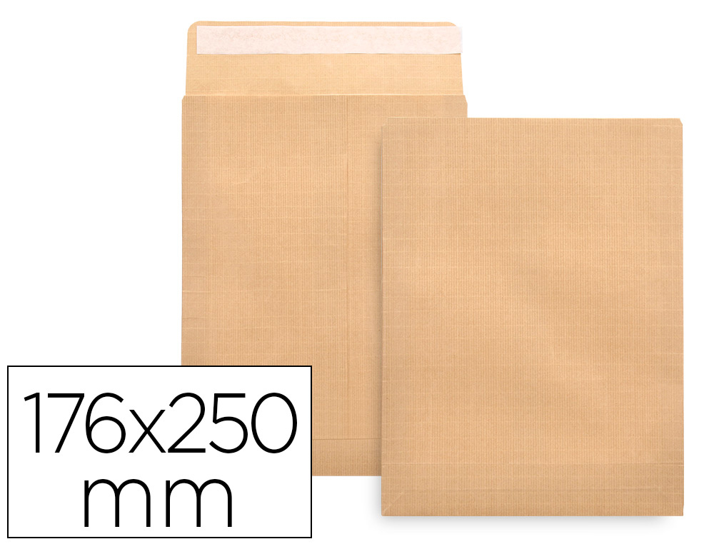 LIDERPAPEL - SOBRE BOLSA N.14 KRAFT B5 176X250 MM TIRA DE SILICONA CAJA DE 500 UNIDADES (Ref.SB57)