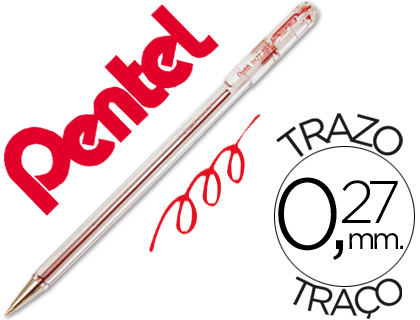PENTEL - Boligrafo Suepr Bk 77 Rojo Trazo 0.25 mm (Ref.BK77-B)