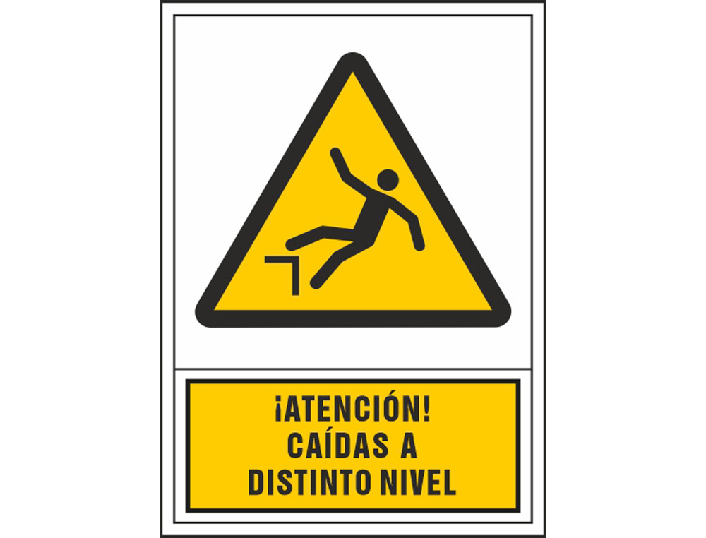 SYSSA - PICTOGRAMA SEÑAL DE ADVERTENCIA ATENCION! CAIDAS A DISTINTO NIVEL EN PVC 245X345 MM (Ref.2084)