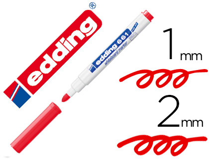 EDDING - Rotulador para pizarra blanca 661 color rojo punta redonda 1-2 mm recargable (Ref. 661-02)