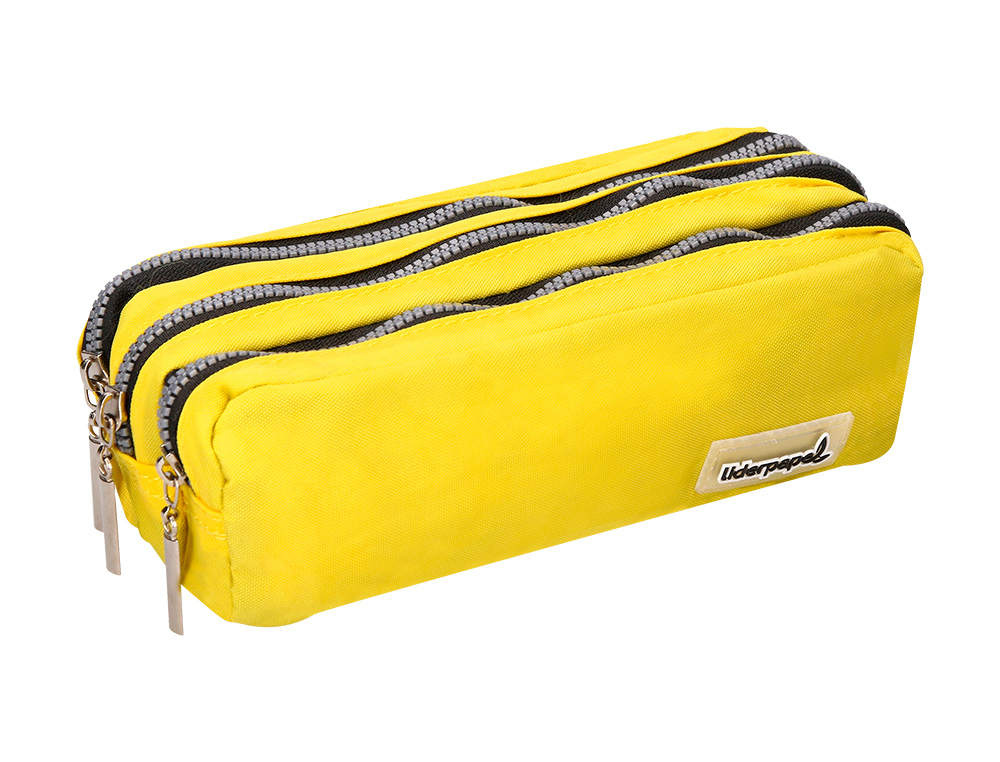 LIDERPAPEL - BOLSO ESCOLAR PORTATODO RECTANGULAR 3 BOLSILLOS AMARILLO PASTEL 185X55X70 MM (Ref.PX05)