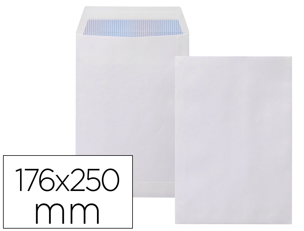 LIDERPAPEL - SOBRE BOLSA N.15 BLANCO B5 176X250 MM TIRA DE SILICONA CAJA DE 500 UNIDADES (Ref.SB08)
