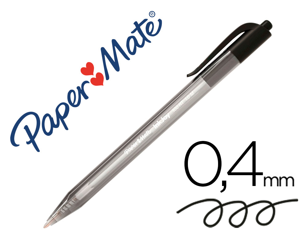 PAPER MATE - BOLIGRAFO INKJOY 100 RETRACTIL PUNTA MEDIA NEGRO (Ref.S0957030)