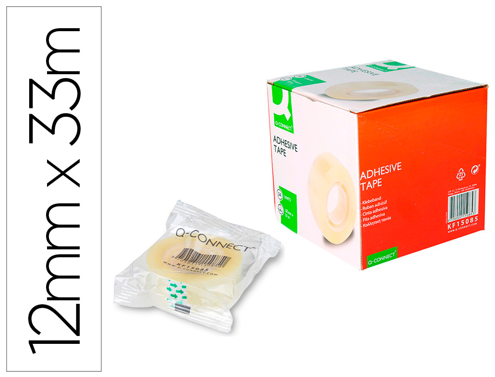 Q-CONNECT - CINTA ADHESIVA 33 MT X 12 MM ENCELOFANADA (Ref.KF15086)
