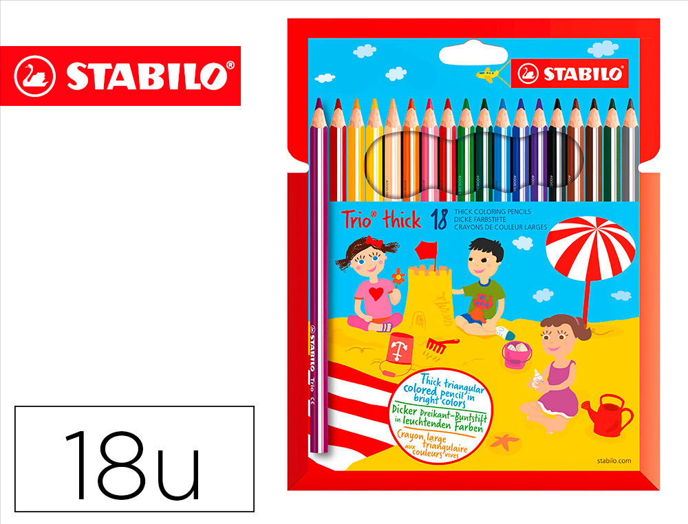 STABILO - LAPICES DE COLORES TRIO CAJA DE 18 COLORES (Ref.203/18-01)