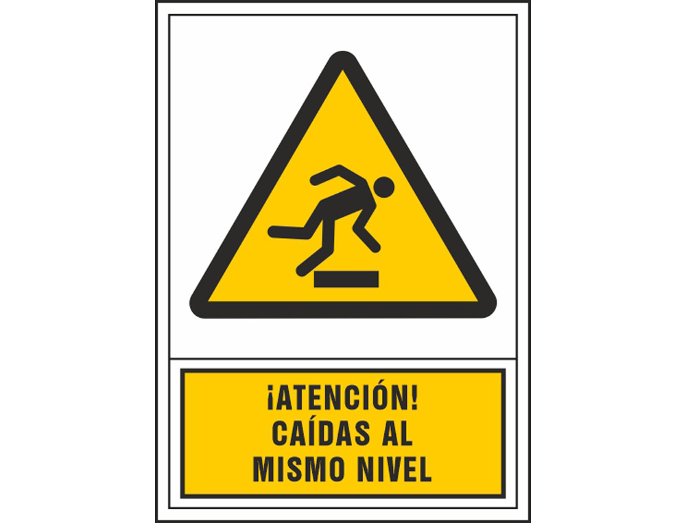 SYSSA - PICTOGRAMA SEÑAL DE ADVERTENCIA ATENCION! CAIDAS AL MISMO NIVEL EN PVC 245X345 MM (Ref.2085)