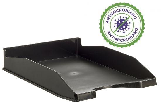 ARCHIVO 2000 - Bandeja sobremesa antimicrobiana sanitized plastico negro apilable 3 posiciones para formatos din (Ref. 742AM NE)