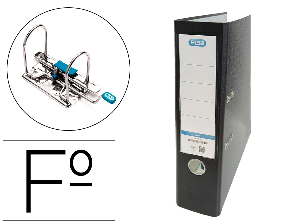 ELBA - Archivador de Palanca Rado Top Folio Lomo 80mm Negro (Ref.100023205)