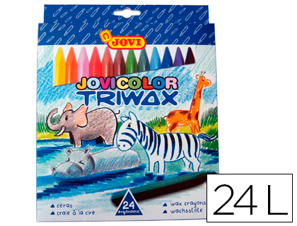 JOVI - LAPICES CERA COLOR TRIANGULAR TRIWAX 24 COLORES (Ref.973/24)