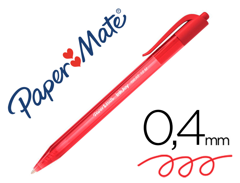 PAPER MATE - BOLIGRAFO INKJOY 100 RETRACTIL PUNTA MEDIA ROJO (Ref.S0957050)