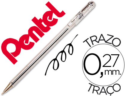 PENTEL - Boligrafo Superb BK 77 Negro Trazo 0.25mm Punta metálica (Ref.BK77-A)