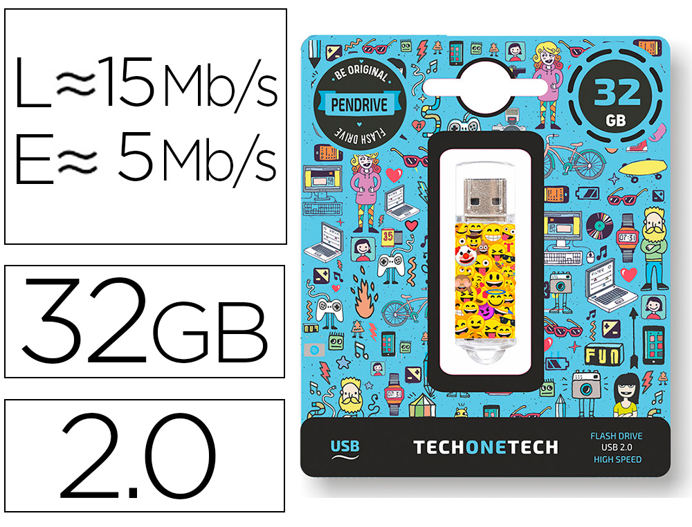 TECH ON TECH - Memoria usb emojitech emojis 32 gb (Ref. TEC4501-32)