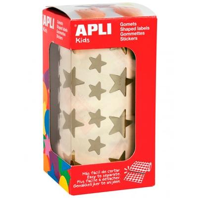 APLI - Rollo 59 HOJAS GOMETS ESTRELLAS DORADAS GRANDES Y PEQUEÑAS (Ref.11116)