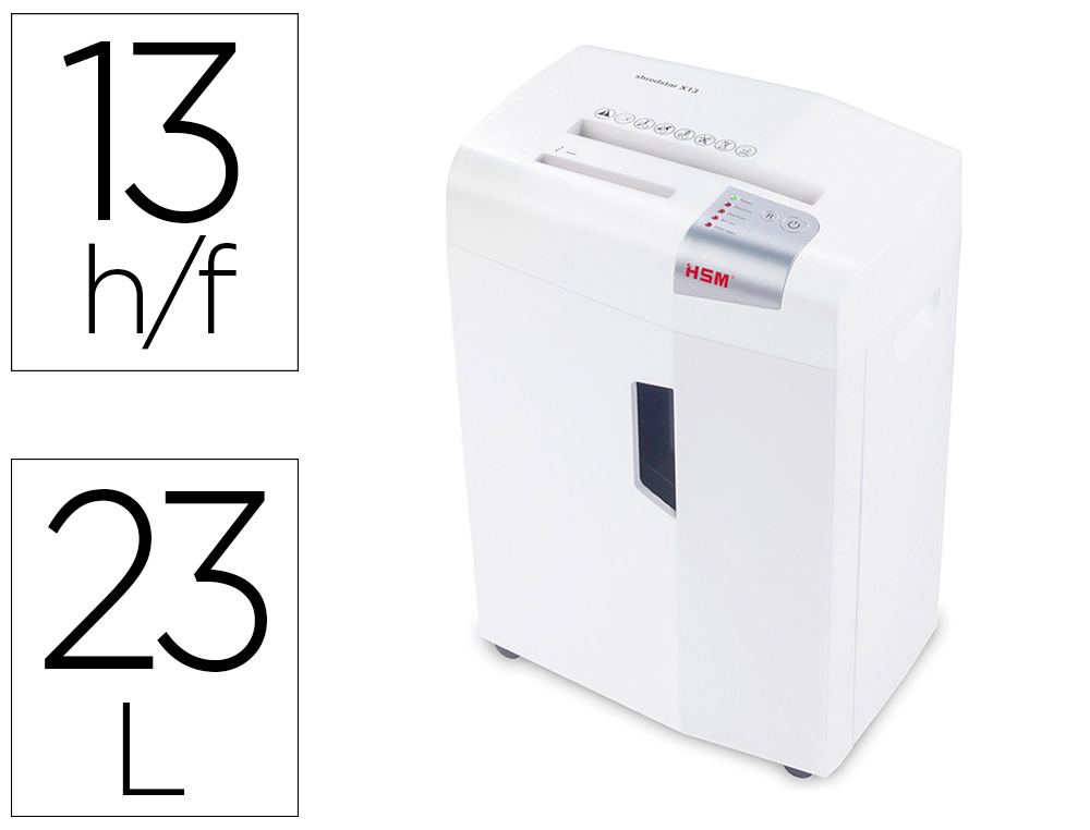 HSM - DESTRUCTORA DE DOCUMENTOS SHREDSTAR X13 CAPACIDAD DE CORTE 13 H EN PARTICULAS DESTRUYE GRAPAS CLIPS CD Y TARJETAS (Ref.1057121)