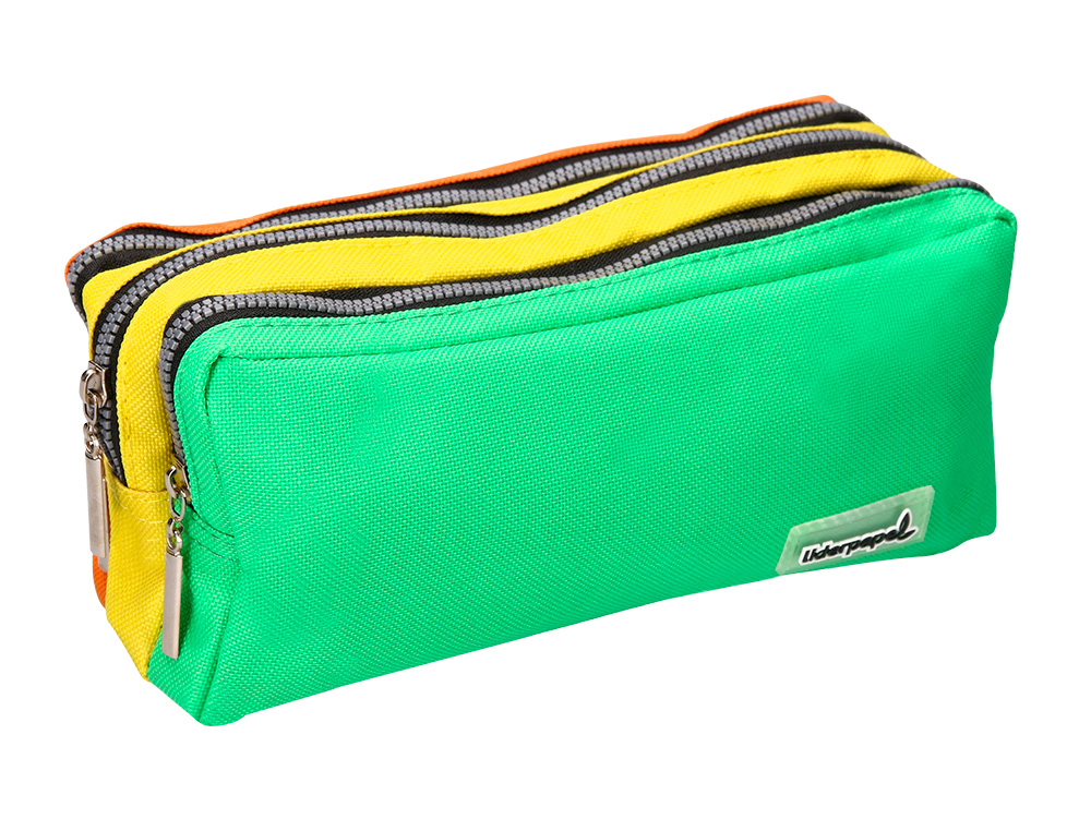 LIDERPAPEL - BOLSO ESCOLAR PORTATODO RECTANGULAR 3 BOLSILLOS COLORES PASTELES 195X70X80 MM (Ref.PX08)