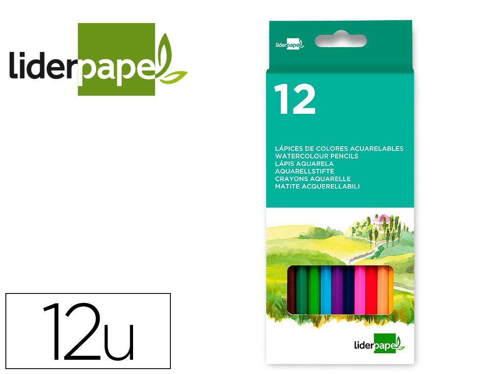 LIDERPAPEL - LAPICES DE COLORES ACUARELABLES CAJA DE 12 COLORES (Ref.LC09)