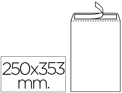 LIDERPAPEL - SOBRE BOLSA N.10 BLANCO FOLIO PROLONGADO 250X353MM TIRA DE SILICONA CAJA DE 250 UNIDADES (Ref.SB35)