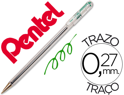 PENTEL - Boligrafo Superb BK 77 Verde Trazo 0.25 mm Nivel tinta visible (Ref.BK77-D)